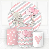 Lofaris Elephant Rabbit With Balloon Round Birthday Backdrop Kit
